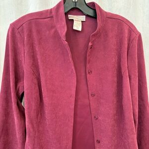 EUC Chadwick’s Vintage Suede Like Super Soft Wine Colored Shirt Jacket Size‎ 12